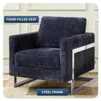 Fauteuil d'appoint en bouclé LeisureMod, canapé une place rembourré avec base en acier inoxydable