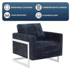 Fauteuil d'appoint en bouclé LeisureMod, canapé une place rembourré avec base en acier inoxydable