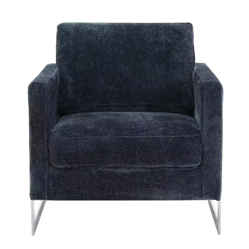 Fauteuil d'appoint en bouclé LeisureMod, canapé une place rembourré avec base en acier inoxydable