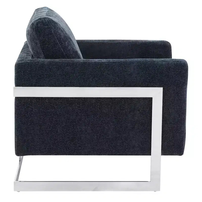 Fauteuil d'appoint en bouclé LeisureMod, canapé une place rembourré avec base en acier inoxydable