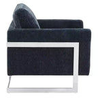 Fauteuil d'appoint en bouclé LeisureMod, canapé une place rembourré avec base en acier inoxydable