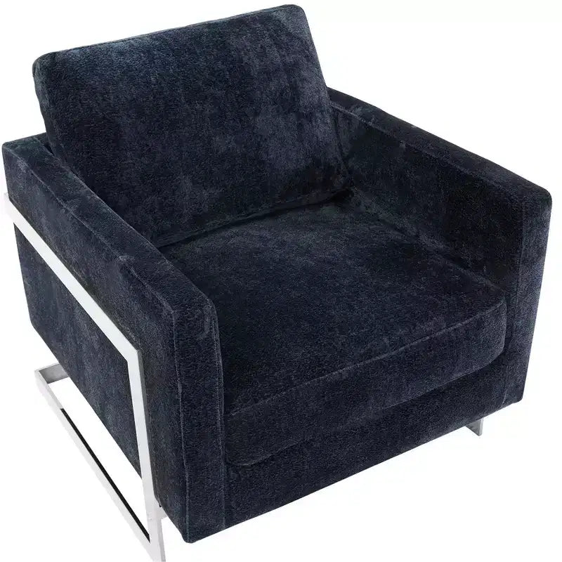 Fauteuil d'appoint en bouclé LeisureMod, canapé une place rembourré avec base en acier inoxydable