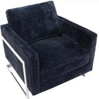 Fauteuil d'appoint en bouclé LeisureMod, canapé une place rembourré avec base en acier inoxydable