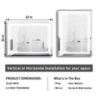 Miroir de courtoisie HBEZON avec lumières, miroir de salle de bain mural LED, 3 modes de couleur, éclairage avant/rétroéclairé, dimmable, anti-buée, rectangulaire, aluminium, argent