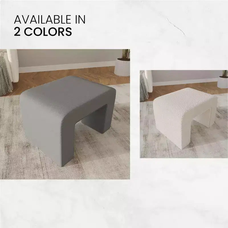 Banc moderne LeisureMod 26 en velours bouclé avec siège rembourré, siège d'appoint pour salon, chambre ou entrée