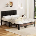 Lusimo Cadre de lit plateforme entièrement métallique avec tête de lit capitonnée en tissu Montage facile