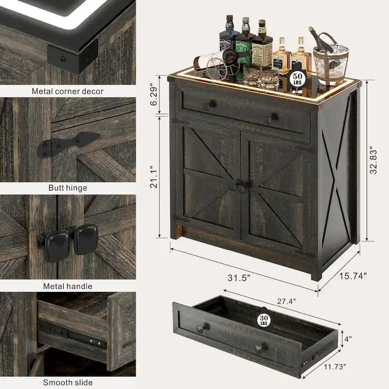Buffet de 31,5 de large avec lumière LED - S/O