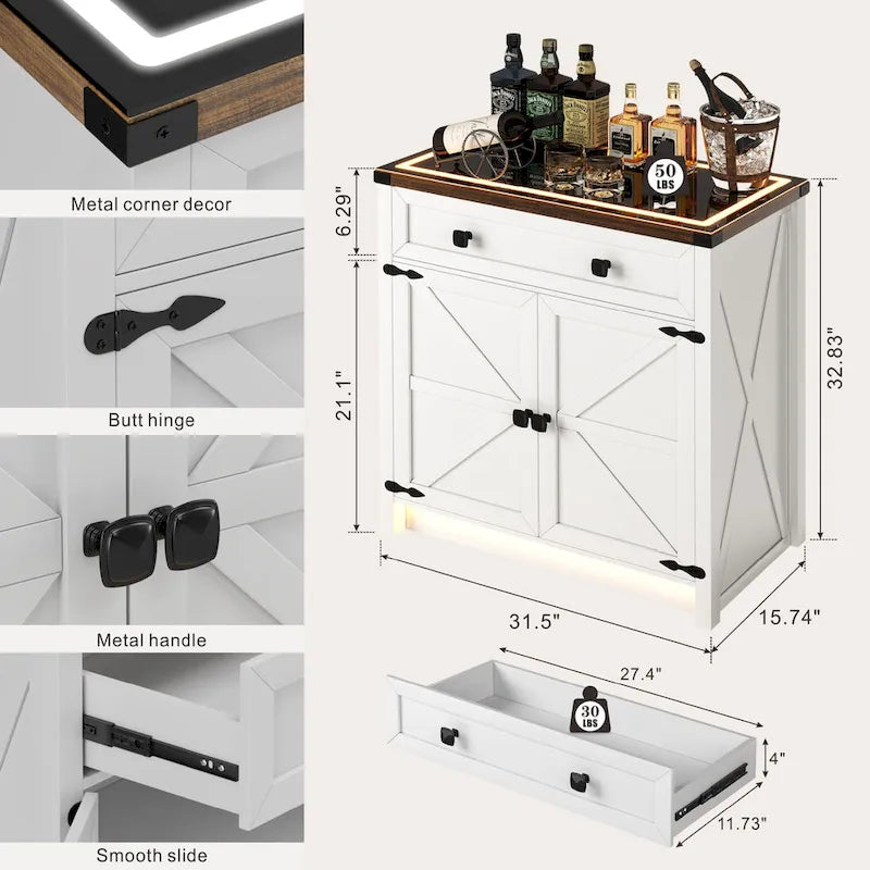 Buffet de 31,5 de large avec lumière LED - S/O