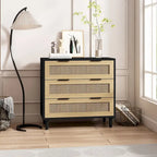 Meuble de rangement 3 tiroirs en rotin - N/A