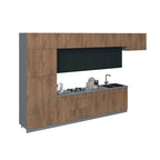 Ensemble d'armoires de cuisine modernes, blanc/noir/argent/beige – 180 x 107 cm