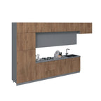 Ensemble d'armoires de cuisine modernes, blanc/noir/argent/beige – 180 x 107 cm