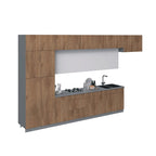 Ensemble d'armoires de cuisine modernes, blanc/noir/argent/beige – 180 x 107 cm