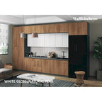 Ensemble d'armoires de cuisine modernes, blanc/noir/argent/beige – 180 x 107 cm