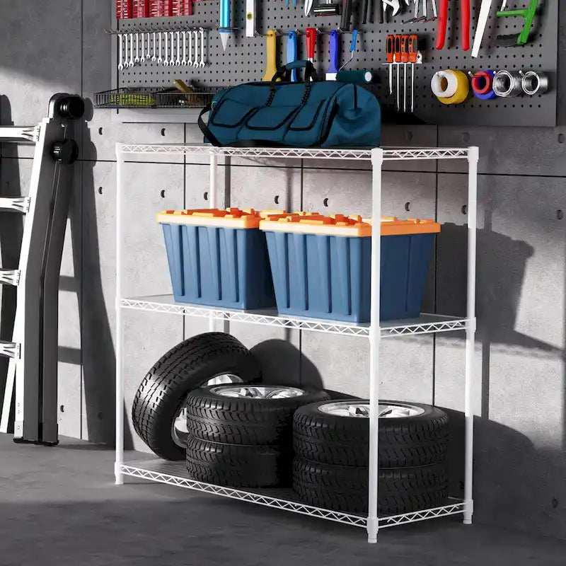 Étagère métallique à 3 niveaux, 476 kg, certifiée NSF, hauteur réglable, pour garage, étagère métallique robuste.