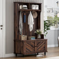 Meuble d'entrée 3-en-1 avec 4 crochets, porte-manteau, banc de rangement, 101,6 cm, pour entrée, couloir