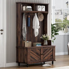 Meuble d'entrée 3-en-1 avec 4 crochets, porte-manteau, banc de rangement, 101,6 cm, pour entrée, couloir