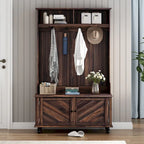 Meuble d'entrée 3-en-1 avec 4 crochets, porte-manteau, banc de rangement, 101,6 cm, pour entrée, couloir