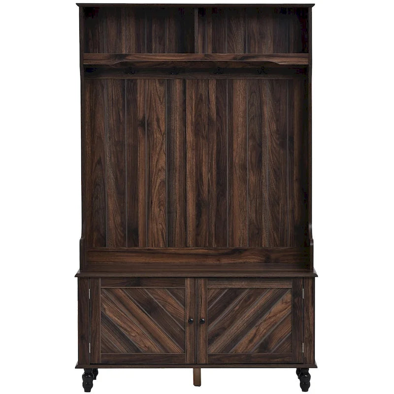 Meuble d'entrée 3-en-1 avec 4 crochets, porte-manteau, banc de rangement, 101,6 cm, pour entrée, couloir