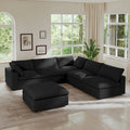 Canapé d'angle rembourré en duvet Commix 5 places avec pouf