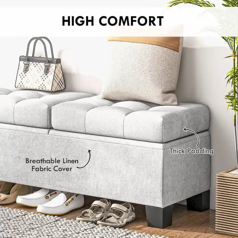 Banc de bout de lit rembourré avec cadre en acier