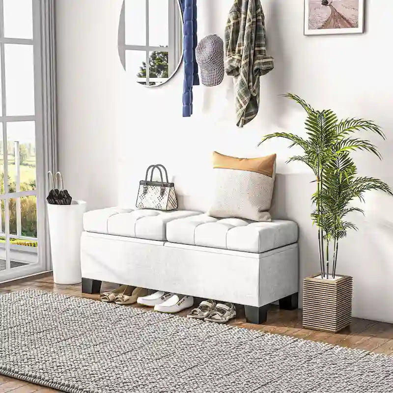 Banc de bout de lit rembourré avec cadre en acier