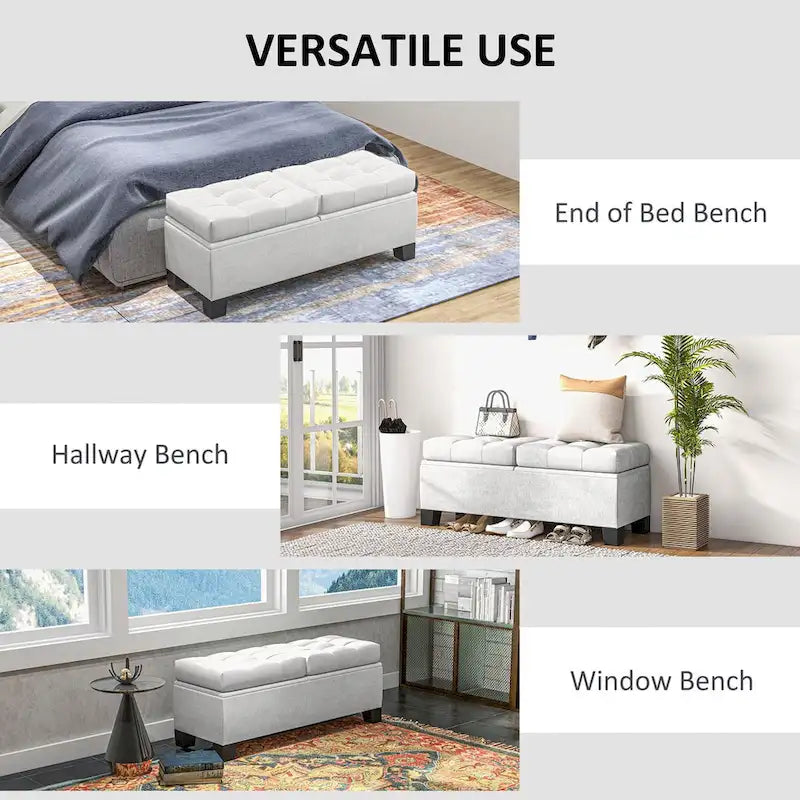 Banc de bout de lit rembourré avec cadre en acier