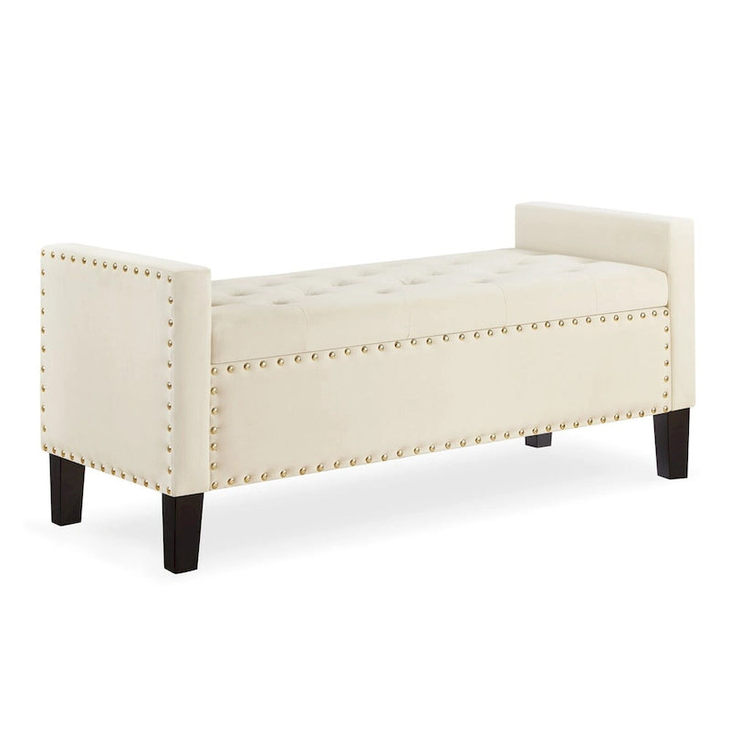 Banc rectangulaire de rangement capitonné rembourré