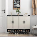 Meuble à chaussures avec 4 portes Grand placard à chaussures moderne avec étagères réglables