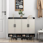 Meuble à chaussures avec 4 portes Grand placard à chaussures moderne avec étagères réglables