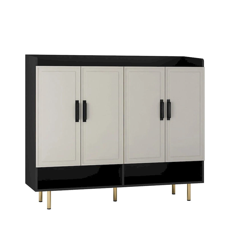 Meuble à chaussures avec 4 portes Grand placard à chaussures moderne avec étagères réglables