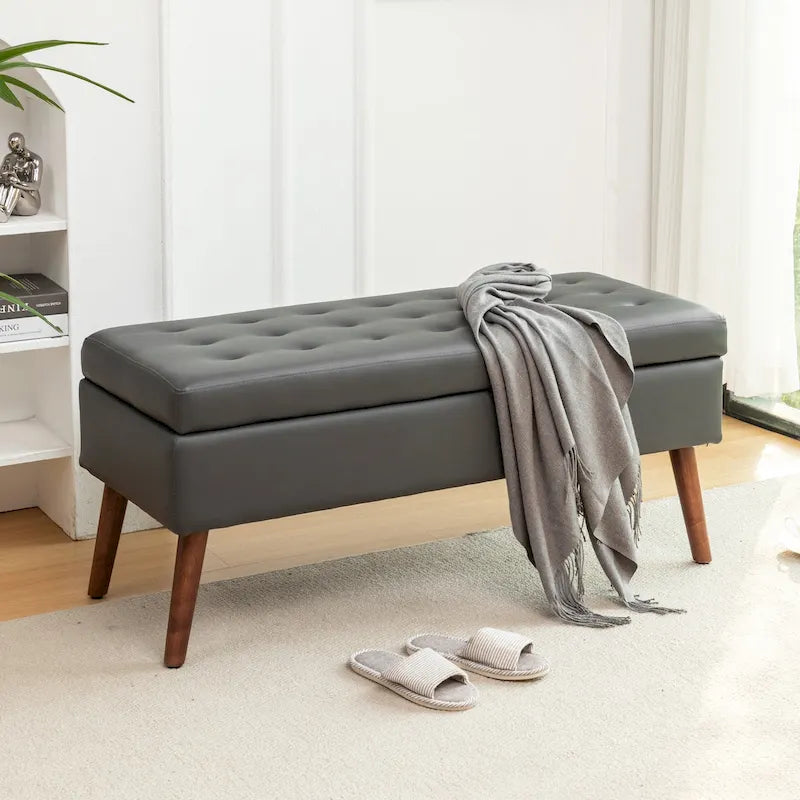 Banc de rangement avec banc de rangement pour chambre à coucher, banc de bout de lit, banc de pied de lit, banc d'entrée, pouf de rangement