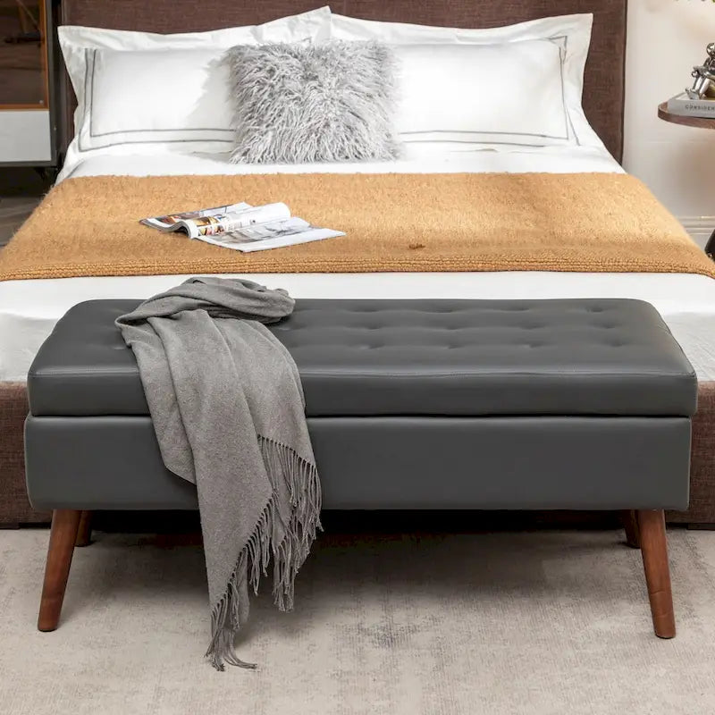 Banc de rangement avec banc de rangement pour chambre à coucher, banc de bout de lit, banc de pied de lit, banc d'entrée, pouf de rangement