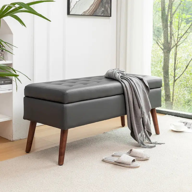 Banc de rangement avec banc de rangement pour chambre à coucher, banc de bout de lit, banc de pied de lit, banc d'entrée, pouf de rangement