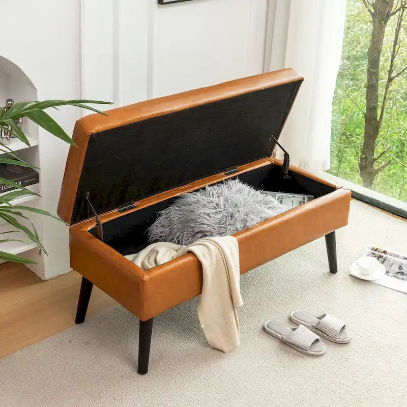 Banc de rangement avec banc de rangement pour chambre à coucher, banc de bout de lit, banc de pied de lit, banc d'entrée, pouf de rangement