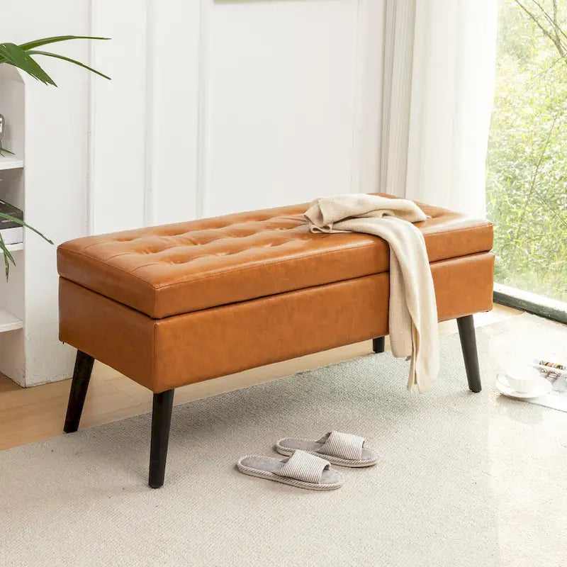 Banc de rangement avec banc de rangement pour chambre à coucher, banc de bout de lit, banc de pied de lit, banc d'entrée, pouf de rangement