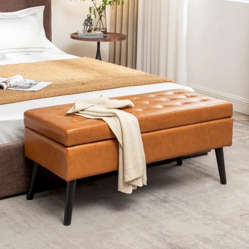Banc de rangement avec banc de rangement pour chambre à coucher, banc de bout de lit, banc de pied de lit, banc d'entrée, pouf de rangement