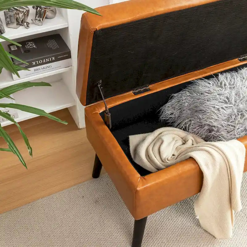 Banc de rangement avec banc de rangement pour chambre à coucher, banc de bout de lit, banc de pied de lit, banc d'entrée, pouf de rangement