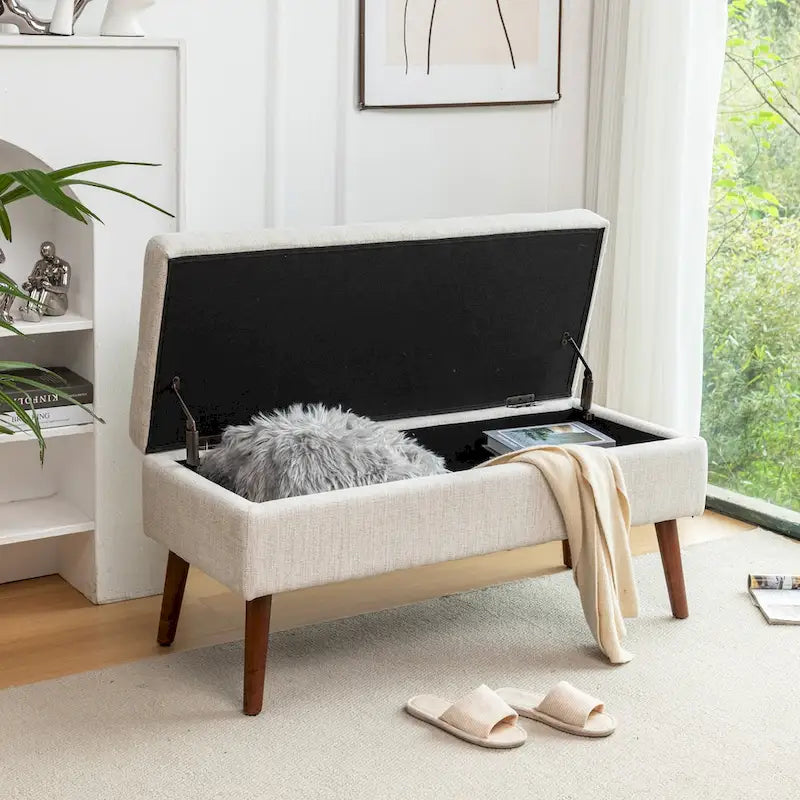 Banc de rangement avec banc de rangement pour chambre à coucher, banc de bout de lit, banc de pied de lit, banc d'entrée, pouf de rangement