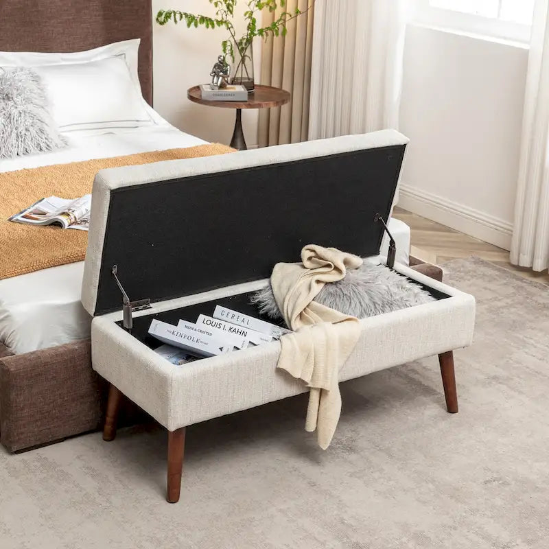 Banc de rangement avec banc de rangement pour chambre à coucher, banc de bout de lit, banc de pied de lit, banc d'entrée, pouf de rangement