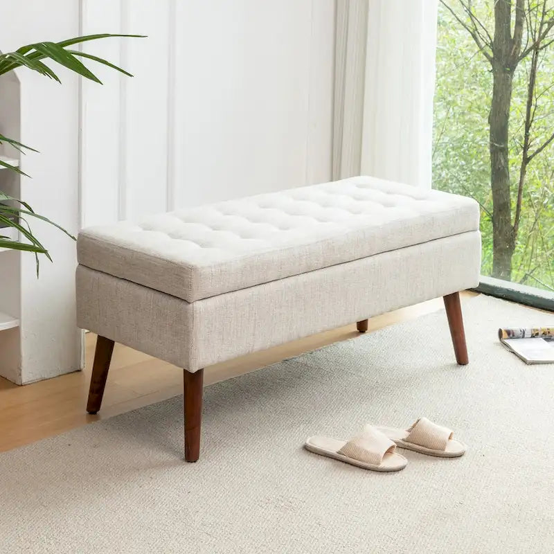 Banc de rangement avec banc de rangement pour chambre à coucher, banc de bout de lit, banc de pied de lit, banc d'entrée, pouf de rangement