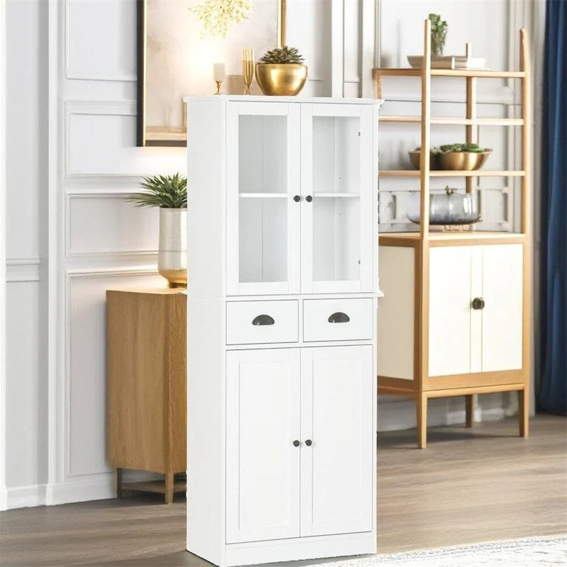 Armoire de cuisine autoportante avec étagères et tiroirs réglables - S/O