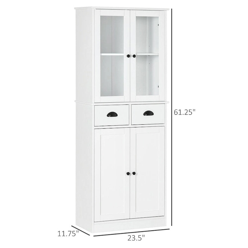 Armoire de cuisine autoportante avec étagères et tiroirs réglables - S/O