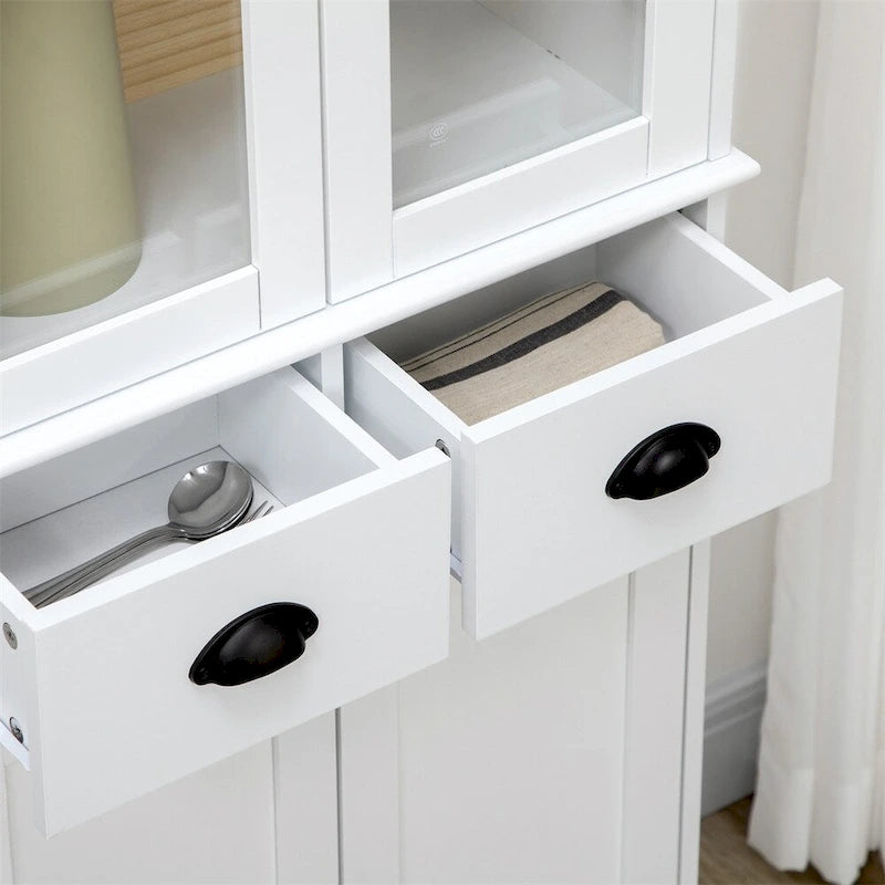 Armoire de cuisine autoportante avec étagères et tiroirs réglables - S/O