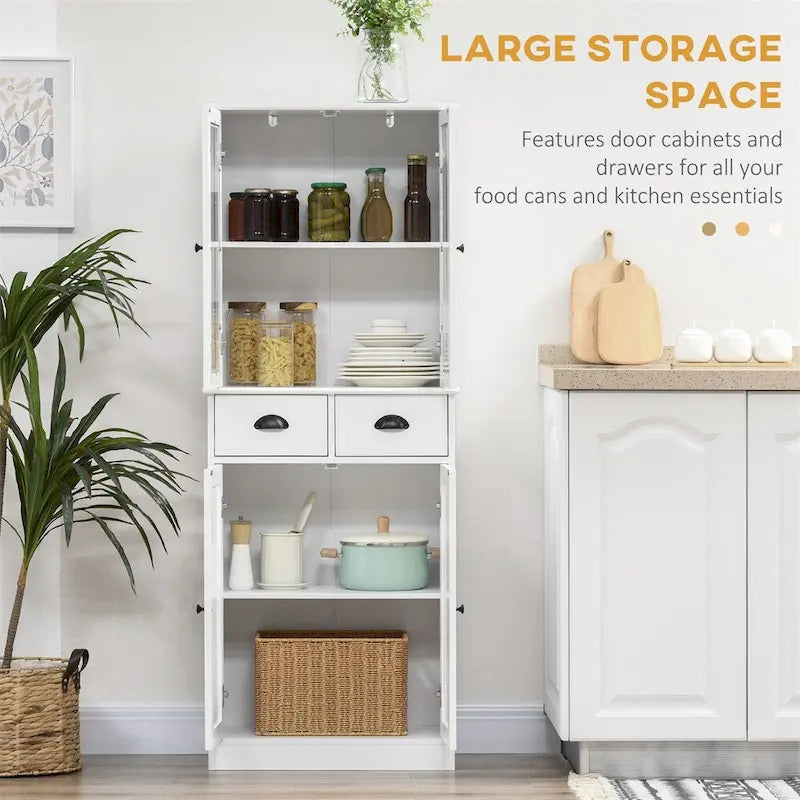 Armoire de cuisine autoportante avec étagères et tiroirs réglables - S/O