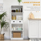 Armoire de cuisine autoportante avec étagères et tiroirs réglables - S/O