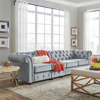 Canapé Chesterfield Knightsbridge Gris Clair Extra-Long par iNSPIRE Q Artisan