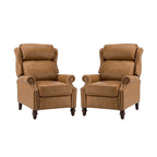 Fauteuil inclinable moderne en cuir véritable Noemon avec garnitures cloutées, lot de 2, par HULALA HOME