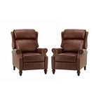 Fauteuil inclinable moderne en cuir véritable Noemon avec garnitures cloutées, lot de 2, par HULALA HOME