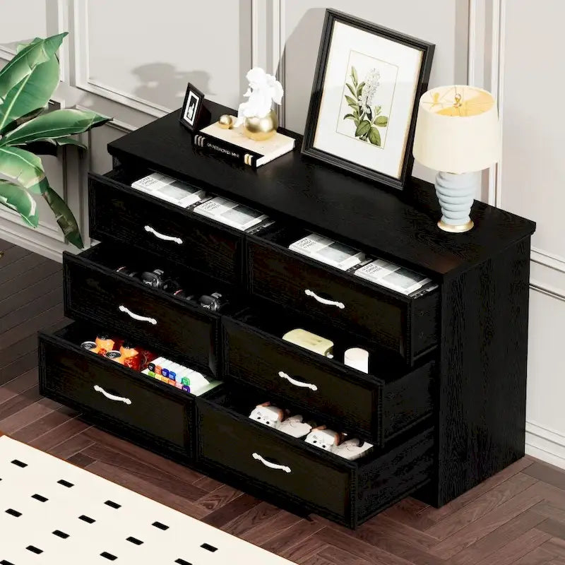 Commode de chambre moderne à 3 tiroirs avec commode à 6 tiroirs, organiseur de vêtements avec poignées métalliques