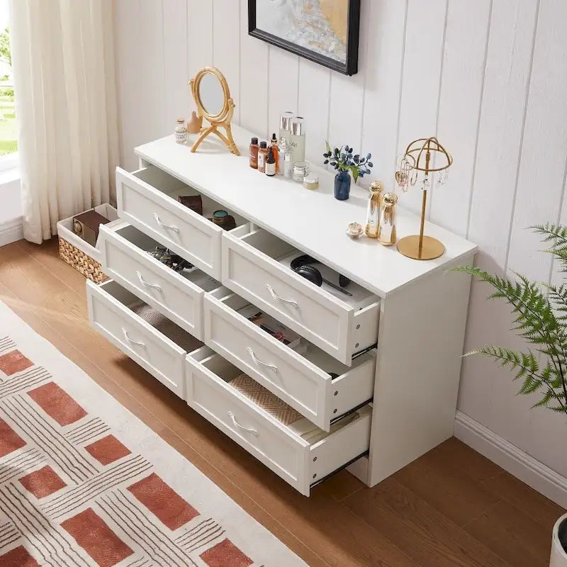 Commode de chambre moderne à 3 tiroirs avec commode à 6 tiroirs, organiseur de vêtements avec poignées métalliques